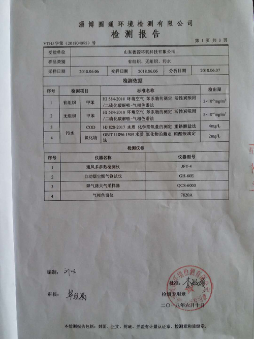 VOC檢測(cè)信息公示1