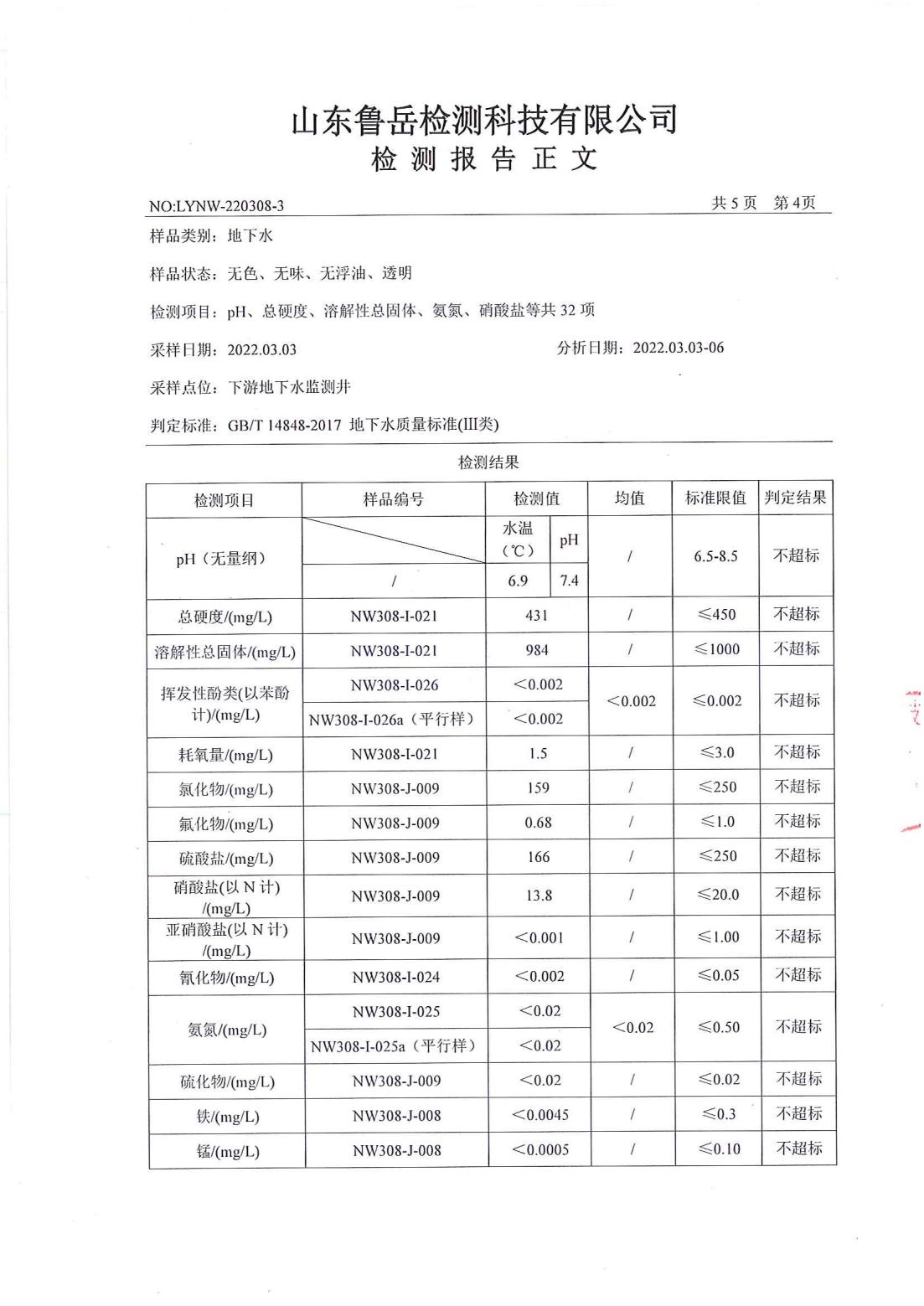 山東德源環(huán)氧科技有限公司地下水檢測(cè)報(bào)告04