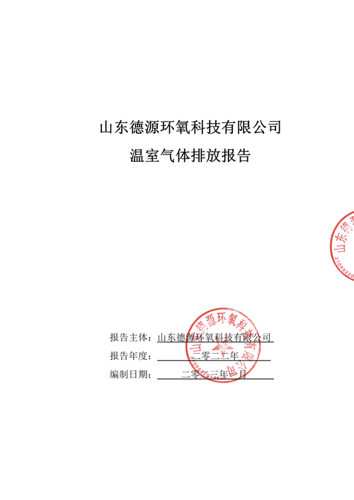 山東德源環(huán)氧科技有限公司溫室氣體排放報告1